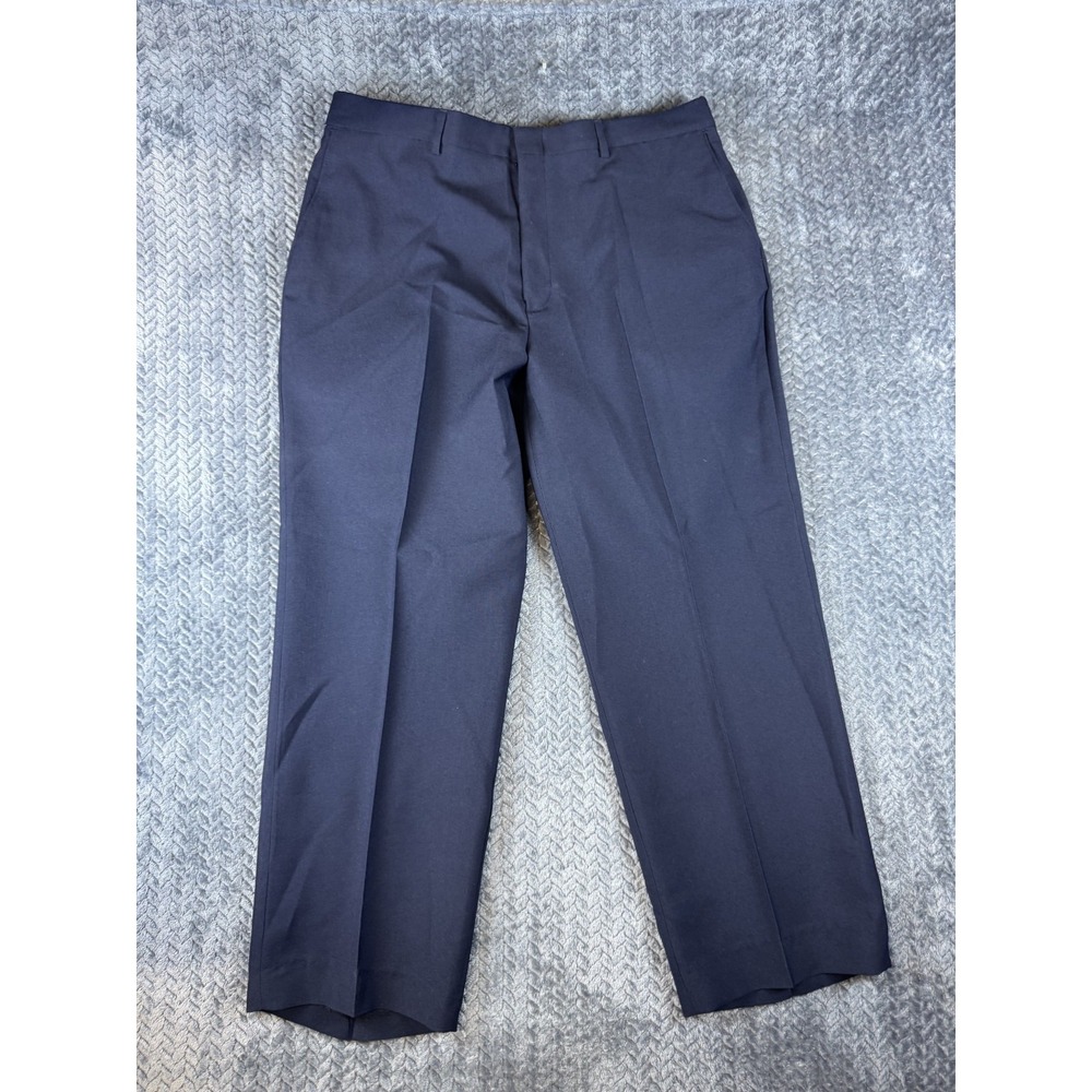 Haggar Dress Pants Mens 36x29 Blue Wrinkle Free Formal Wear Business High Rise